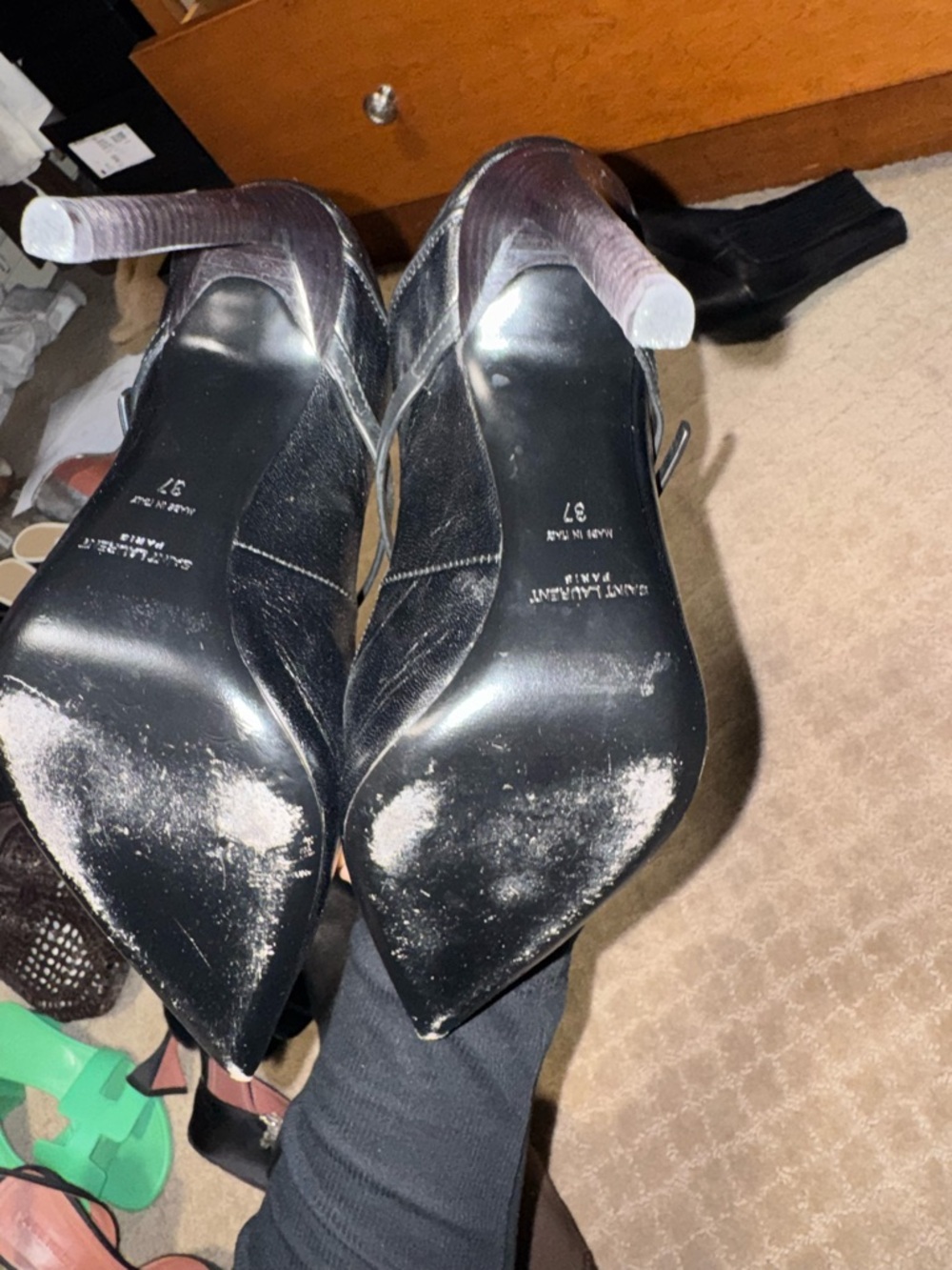 Saint Laurent Black Pointed Mary Jane Heels - Picture 5 of 7